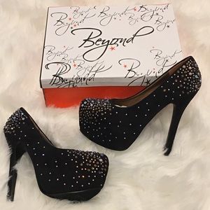Beyond Maybel-01 Rhinestone Platform Heels
